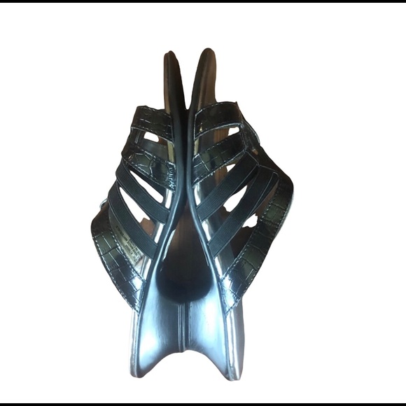 CATHERINES Black Strappy Slide Slip On Heel Sandals - Picture 6 of 10